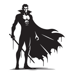Sinister Vampire silhouette capturing the terrifying presence of the undead - Vampire illustration - Vampire vector - mythical creature silhouette
