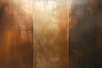 Three panels of brushed metallic texture in bronze tones. Ideal for backgrounds, website design, or industrial themes.