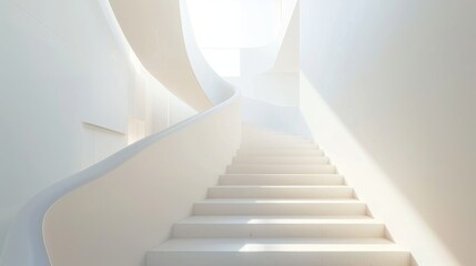 Fototapeta premium Modern minimalist staircase with soft natural light