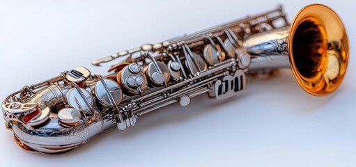 Obraz premium Elegant Silver Alto Saxophone with Gold Bell