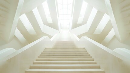 Fototapeta premium Modern architectural staircase with bright skylights