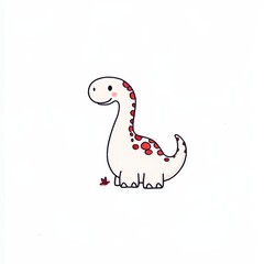 Fototapeta premium Cute Cartoon Dinosaur Illustration With Red Spots On White Background