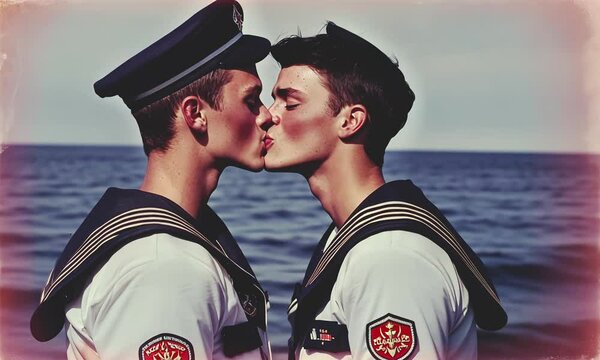 Fashion sailor gays kissing.