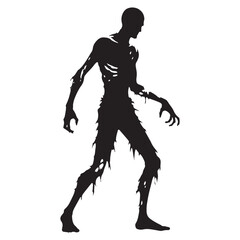 Iconic Zombie silhouette with eerie details perfect for horror aesthetics - Zombie illustration - Zombie vector - mythical creature silhouette - horror silhouette
