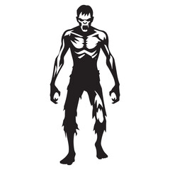 Zombie silhouette featuring a grotesque decayed figure in motion - Zombie illustration - Zombie vector - mythical creature silhouette - horror silhouette
