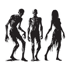 Dark fantasy Zombie silhouette designed for eerie and suspenseful concepts - Zombie illustration - Zombie vector - mythical creature silhouette - horror silhouette
