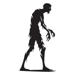 Horror-themed Zombie silhouette embodying fear and eerie mysticism - Zombie illustration - Zombie vector - mythical creature silhouette - horror silhouette
