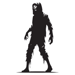 Obraz premium Artistic Zombie silhouette depicting the undead in a horrifying stance - Zombie illustration - Zombie vector - mythical creature silhouette - horror silhouette 
