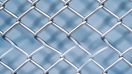 Secure Silver Chain Link Fence Barrier Enclosing a Restricted Area Metal Mesh Protection Structure Design