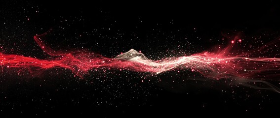 Red glowing light wave with bokeh effect on black background for banners or wallpapers