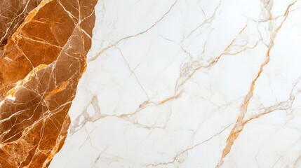 Fototapeta premium A close-up view of a beautifully veined marble surface featuring a mix of white and golden tones, showcasing natural elegance and texture.