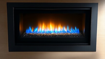 Modern Fireplace with Blue and Orange Flames