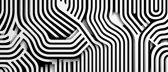 Abstract Black and White Geometric Line Pattern