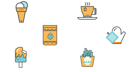 Abstract food and beverage duetone icon set vector