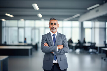 indian middle age businessman standing confidently