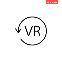 Black single round VR icon, simple tech loading flat design vector pictogram vector for app ads logotype web website button ui ux interface elements isolated on white background