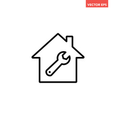 Single home repair line icon, simple maintenance service flat design illustration pictogram, infographic vector for app ads web banner button ui interface elements isolated on white background