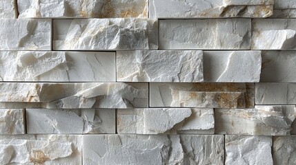 Close-up view of textured white stone wall with varying patterns and natural imperfections
