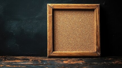 Rustic wooden frame on a textured dark background, perfect for showcasing art or messages