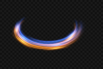 Glowing swirl light. Light neon lines magical effect.