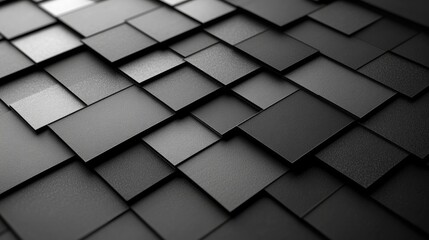 Fototapeta premium Abstract close-up of layered black panels creating a textured surface with shadows