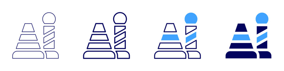 Cone icon in 4 different styles. Thin Line, Line, Bold Line, Duotone. Duotone style. Editable stroke
