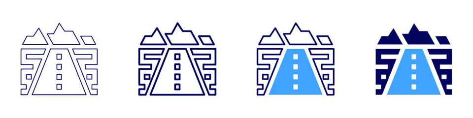Highway icon in 4 different styles. Thin Line, Line, Bold Line, Duotone. Duotone style. Editable stroke