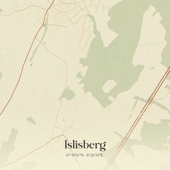 Vintage map of Islisberg, Switzerland.
