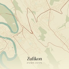 Vintage map of Zufikon, Switzerland.