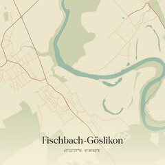 Fototapeta premium Vintage map of Fischbach-Göslikon, Switzerland.