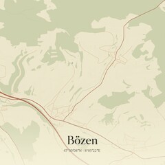 Vintage map of Bözen, Switzerland.