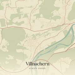 Vintage map of Villnachern, Switzerland.