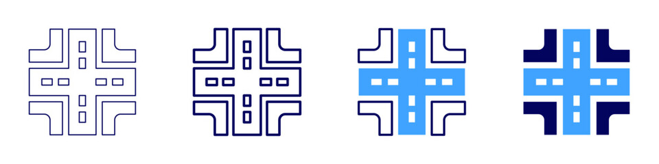 Obraz premium Road danger icon in 4 different styles. Thin Line, Line, Bold Line, Duotone. Duotone style. Editable stroke