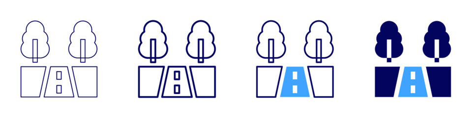 Road driving icon in 4 different styles. Thin Line, Line, Bold Line, Duotone. Duotone style. Editable stroke