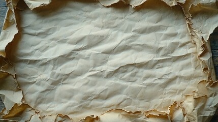 Crumpled vintage paper with torn edges, creating a rustic backdrop for creative projects