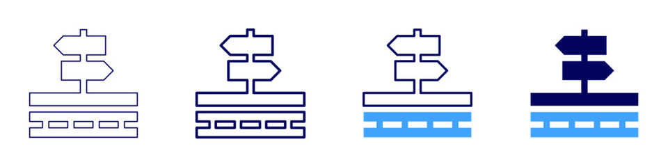 Road efficiency icon in 4 different styles. Thin Line, Line, Bold Line, Duotone. Duotone style. Editable stroke