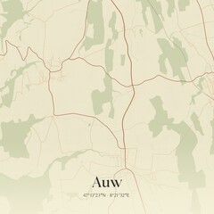 Vintage map of Auw, Switzerland.