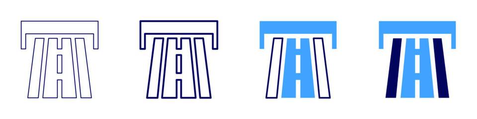 Road extension icon in 4 different styles. Thin Line, Line, Bold Line, Duotone. Duotone style. Editable stroke