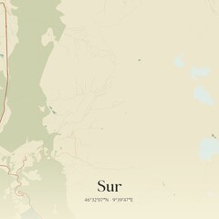 Vintage map of Sur, Switzerland.