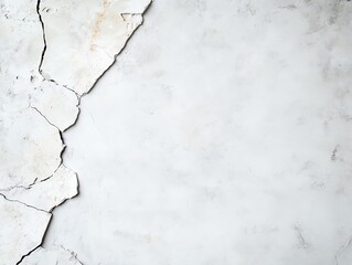 Obraz premium Cracked white wall texture with peeling paint and rough surface on a weathered backdrop.