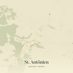 Fototapeta premium Vintage map of St. Antönien, Switzerland.