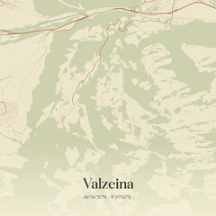 Vintage map of Valzeina, Switzerland.
