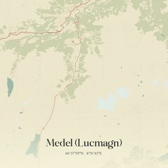 Vintage map of Medel (Lucmagn), Switzerland.