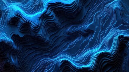 Hypnotic Blue Topography, Layered Depths and Luminous Contours