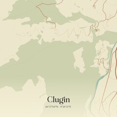 Fototapeta premium Vintage map of Clugin, Switzerland.