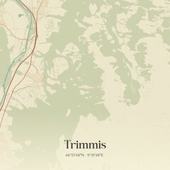 Fototapeta premium Vintage map of Trimmis, Switzerland.