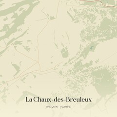 Vintage map of La Chaux-des-Breuleux, Switzerland.