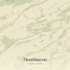 Vintage map of Montfaucon, Switzerland.