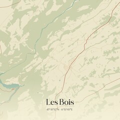 Vintage map of Les Bois, Switzerland.