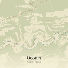Vintage map of Ocourt, Switzerland.